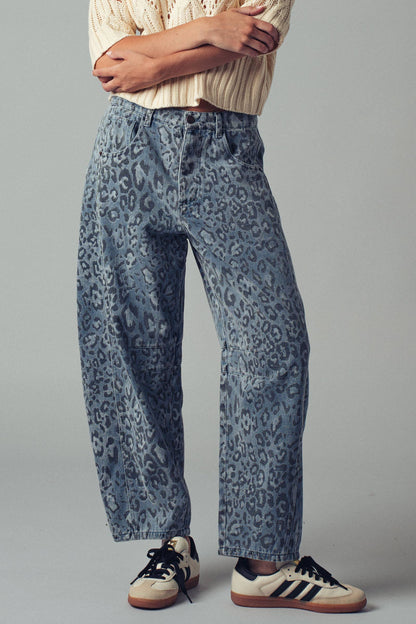 Leopard Print Denim Jeans