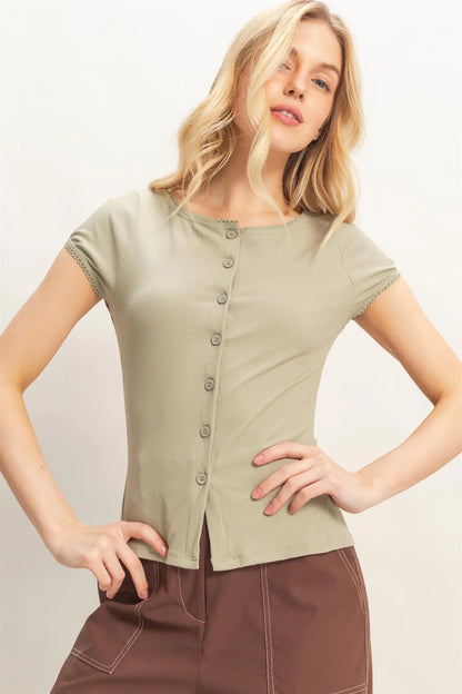 Jessica Button Front Top (Five Colors) *
