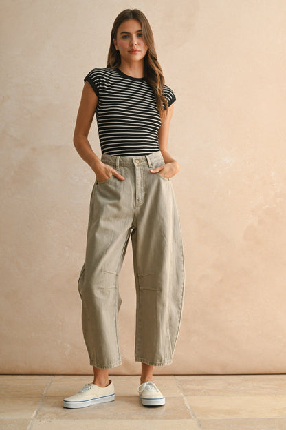 Khaki Barrel Pants