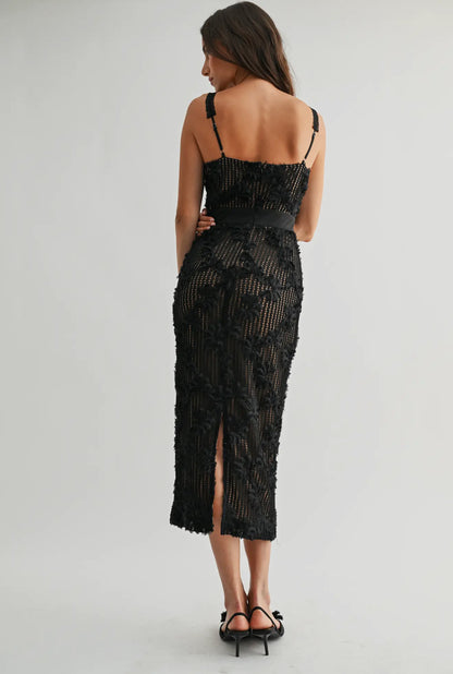 Holi-DATE Black Midi Dress
