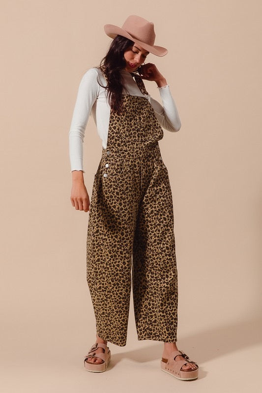 Leopard Barrel Overalls