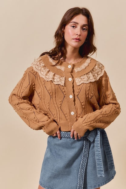 Lacey Ruffle Trim Cardigan