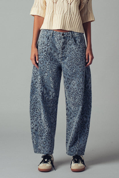Leopard Print Denim Jeans