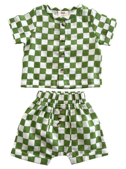 Lime Checkerboard / Organic Finley Set (Baby - Kids)