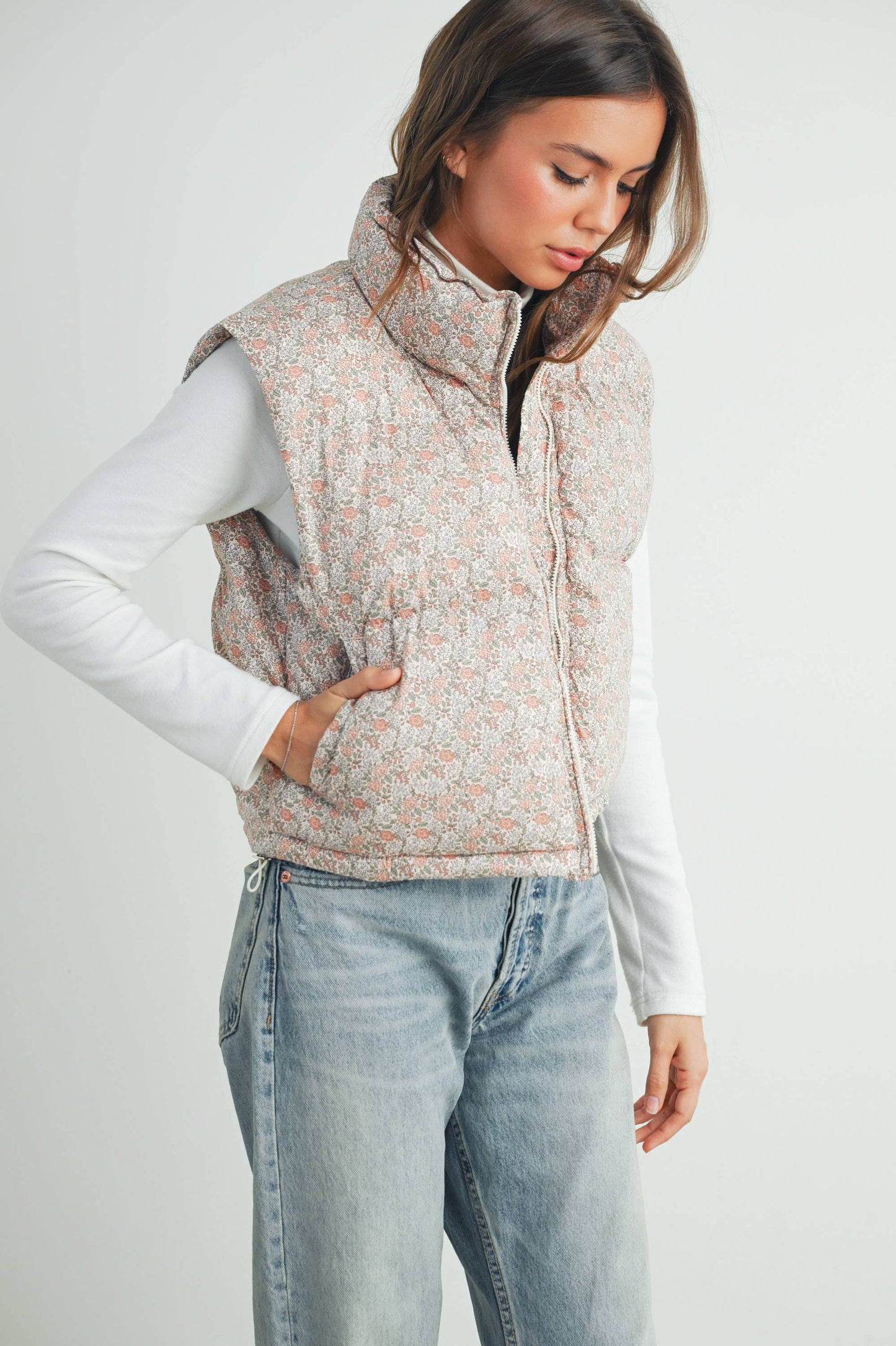 Floral Puffer Neck