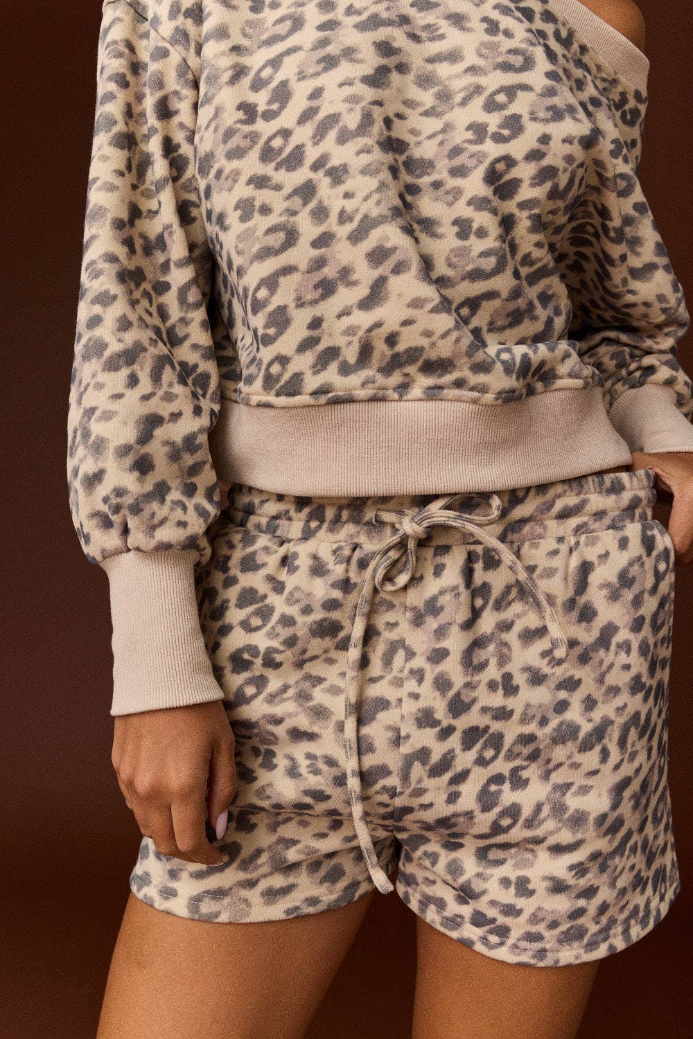 Georgia Leopard Print Off Shoulder Short Set
