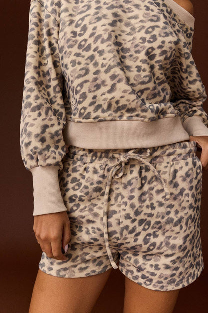 Georgia Leopard Print Off Shoulder Short Set