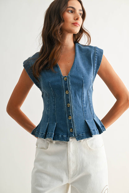 Peplum Denim Top