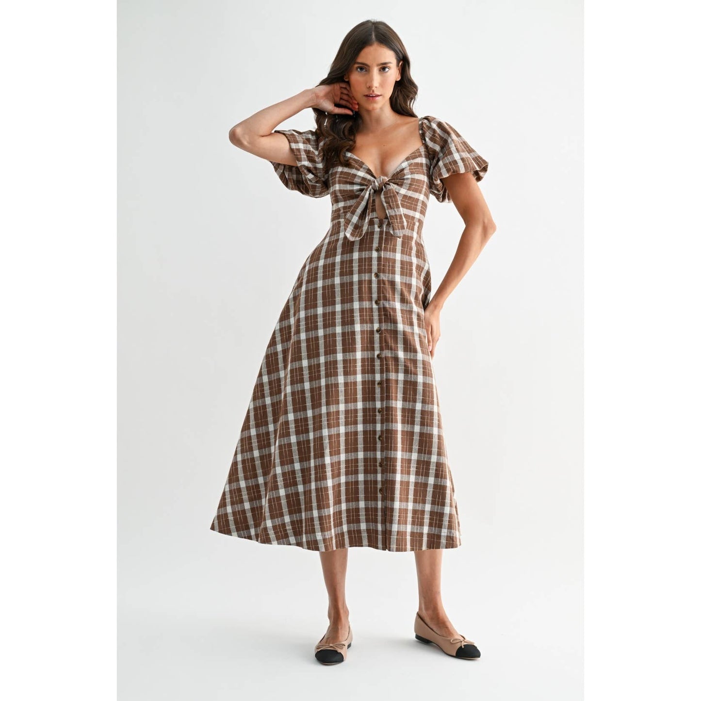 PLAID MIDI DRESS