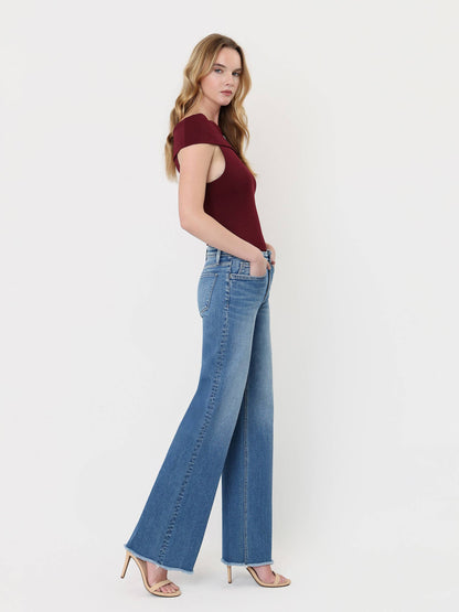 River Raw Hem Wide Leg Jeans