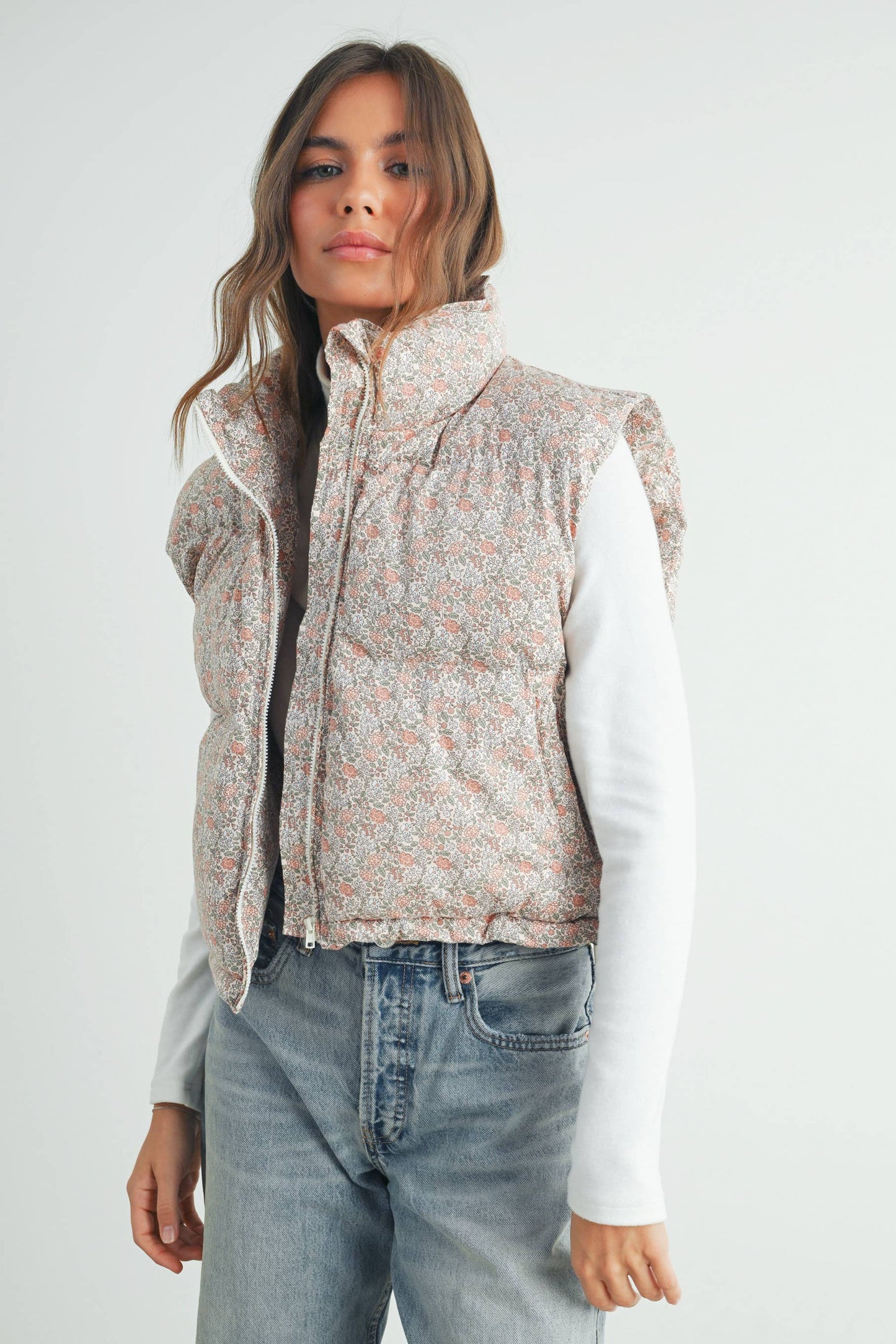 Floral Puffer Neck