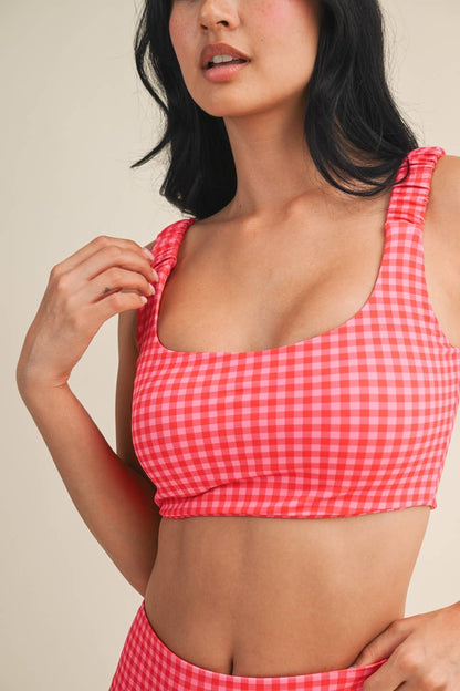 Gingham Ruched Bra Top