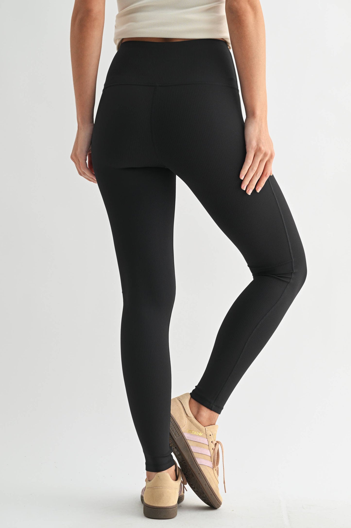 Jacquard Ribbed High-Waisted Leggings