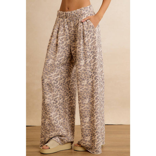 Charlie Leopard Print Wide Leg Pant