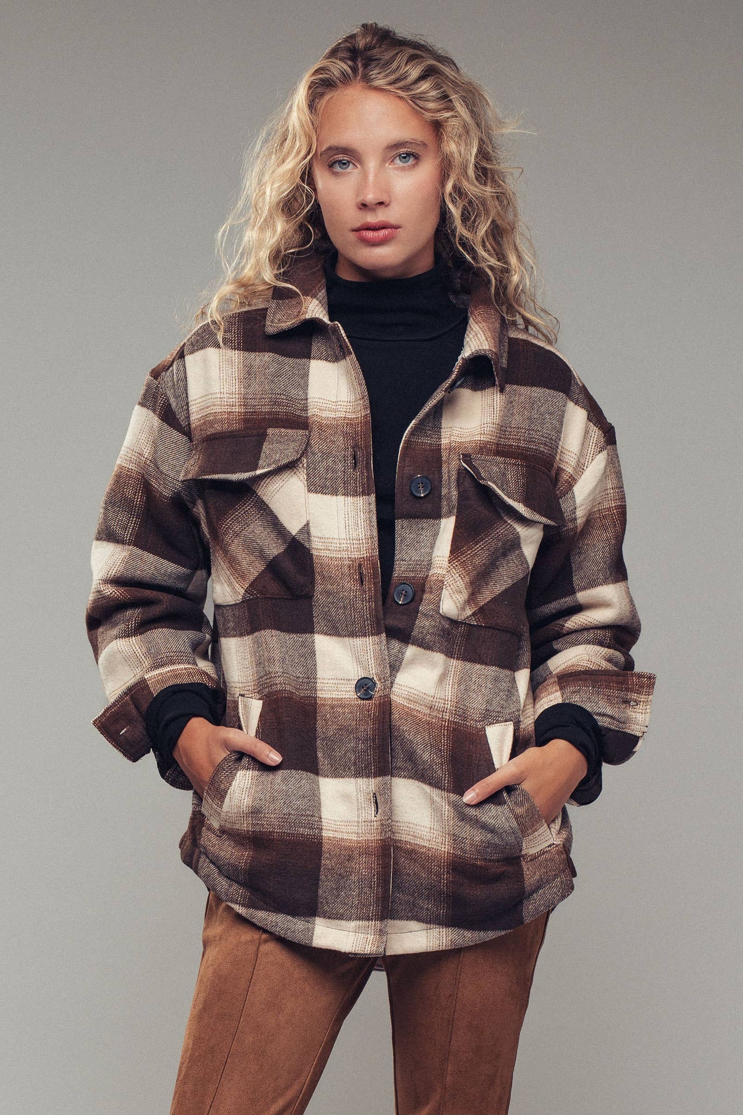 Sherpa Lined Plaid Shacket
