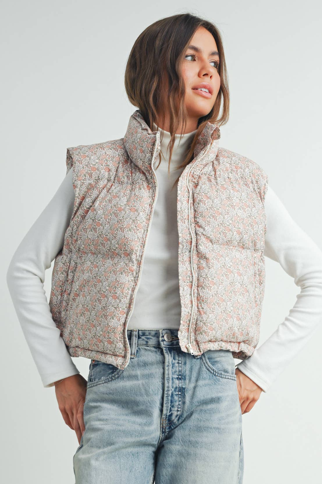 Floral Puffer Neck