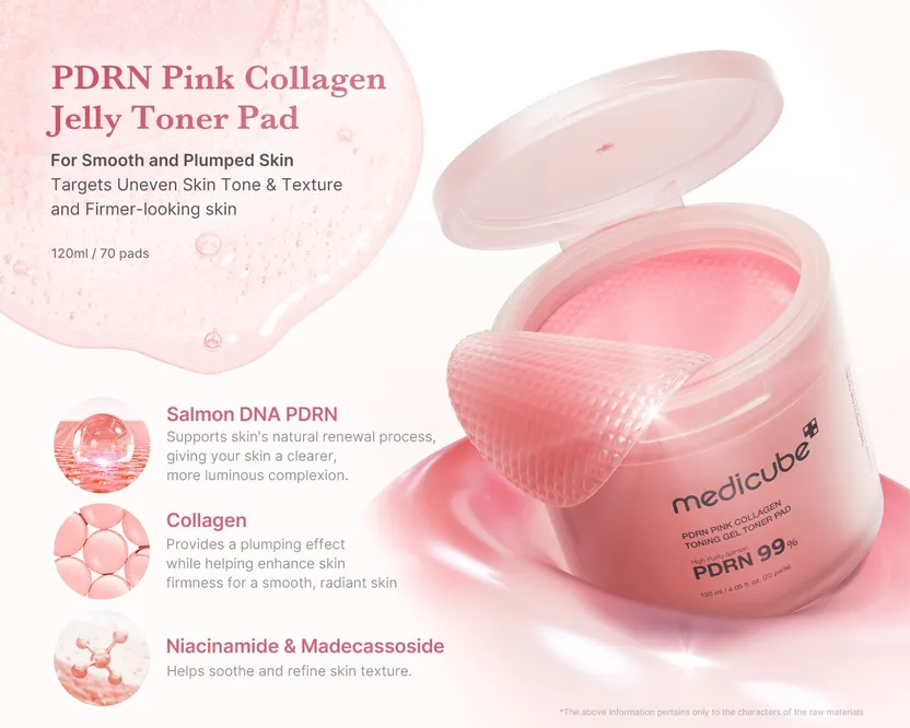 MEDICUBE PDRN Pink Collagen Toning Gel Toner Pad (70ea)