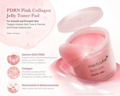 MEDICUBE PDRN Pink Collagen Toning Gel Toner Pad (70ea)