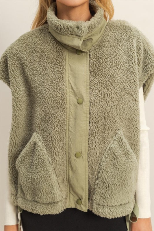 Sherpa Vest with Side Tie (Five Colors)