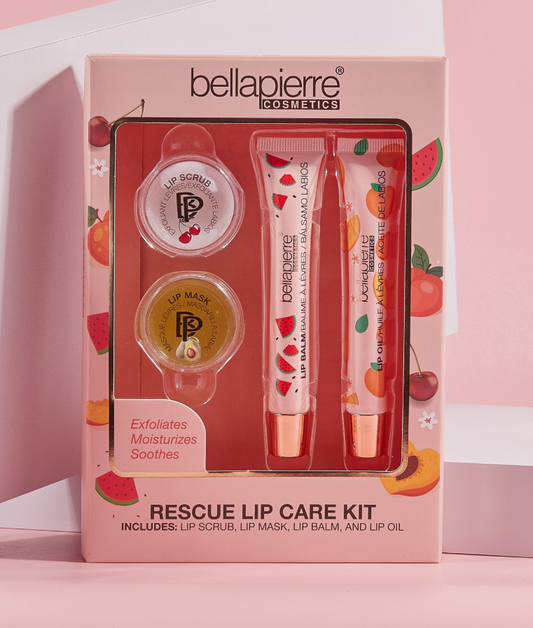 BELLAPIERRE Rescue Lip Care 4 Piece Kit Lip Balm Mask Oil