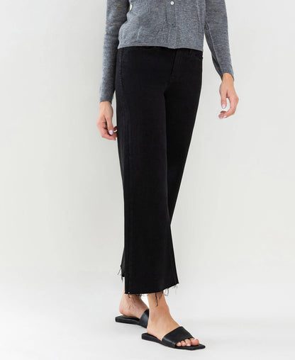 Josie Crop Black Wide Leg Jean