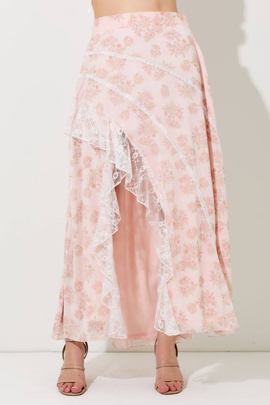 Charley Floral Maxi Skirt With Slit.
