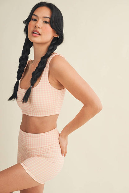 Gingham Ruched Bra Top