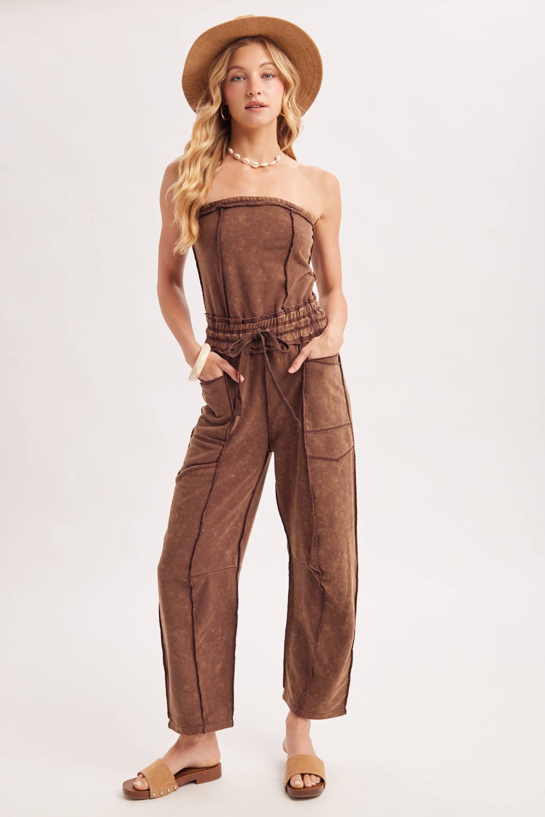 Sarah Washed Smocked Jumpsuit (Two Colors)