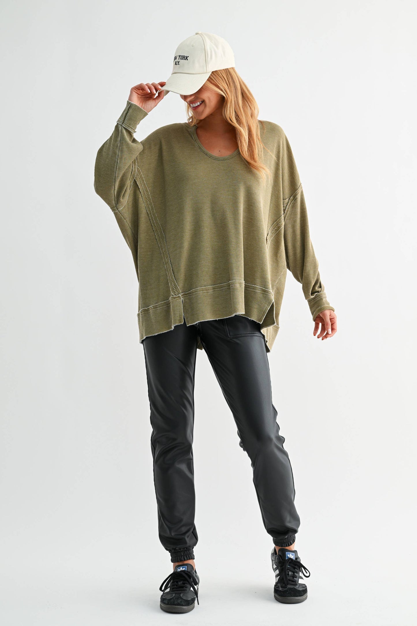 Logan Waffle Knit Long Sleeve Top