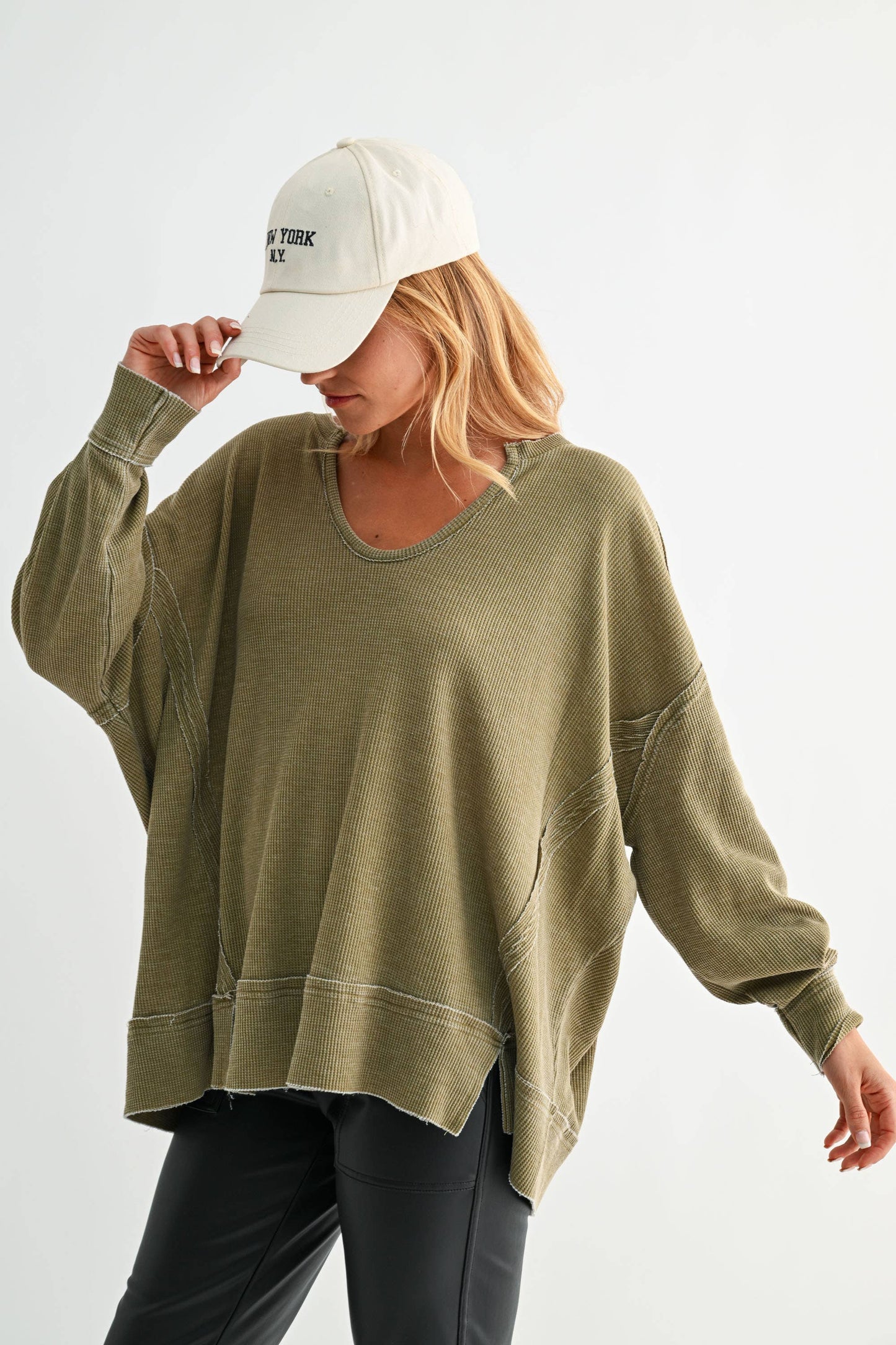 Logan Waffle Knit Long Sleeve Top