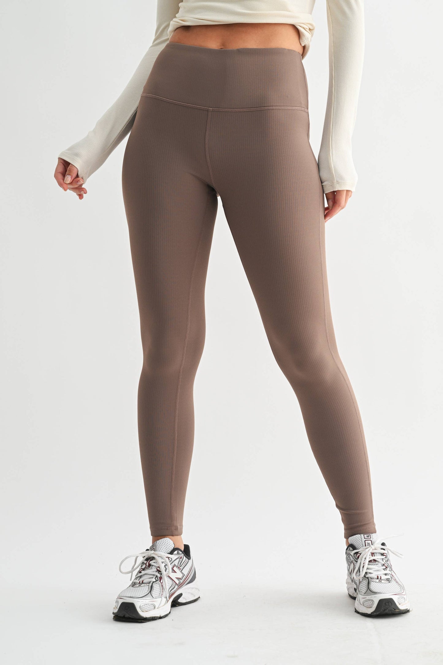 Jacquard Ribbed High-Waisted Leggings