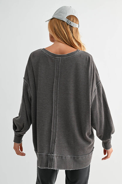 Logan Waffle Knit Long Sleeve Top