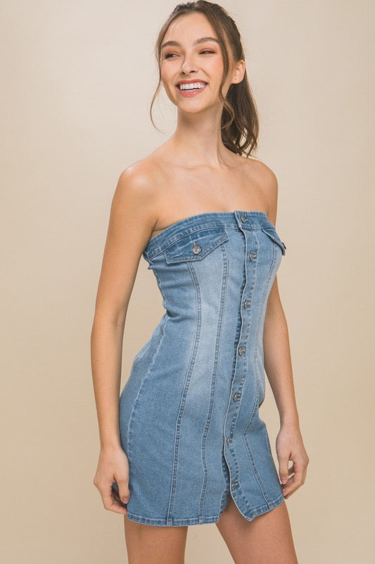 Kay Sleeveless Denim Dress