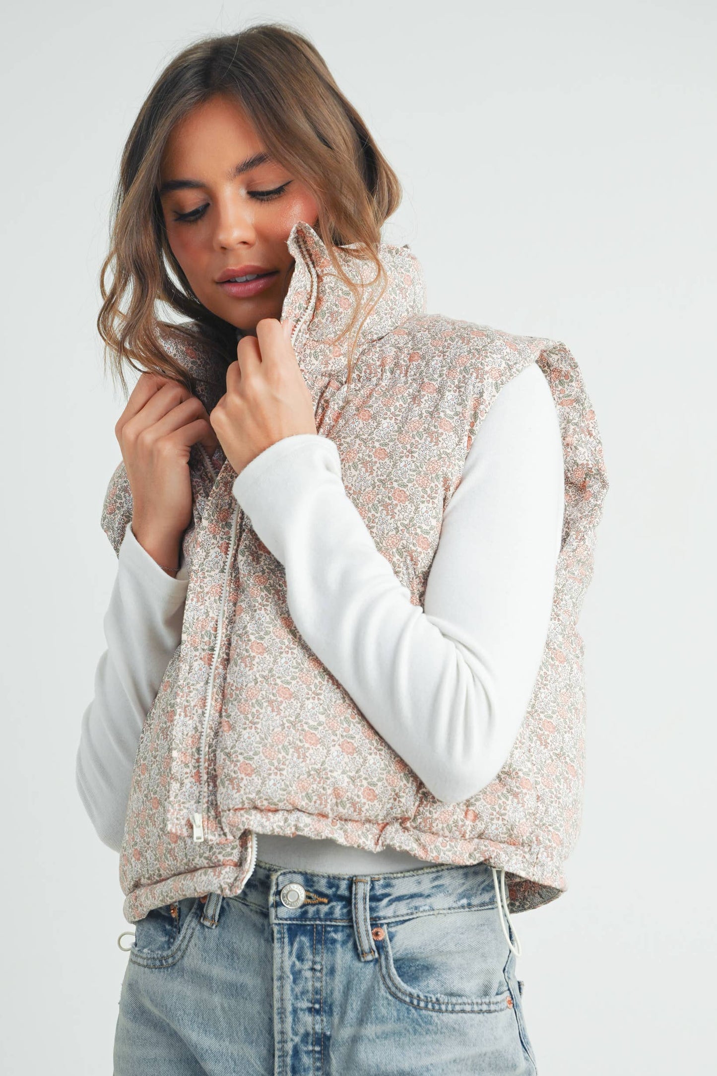 Floral Puffer Neck