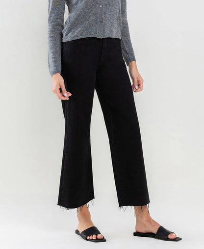 Josie Crop Black Wide Leg Jean