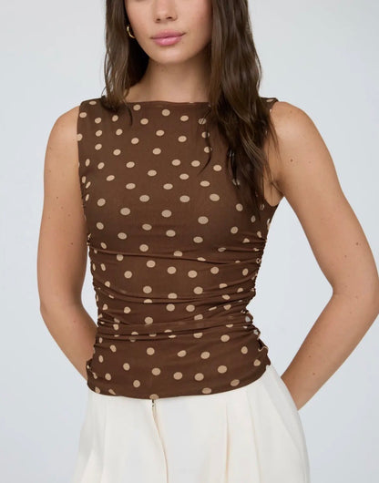 Madeline Polka Dot Mesh Knit Top (Four Colors)