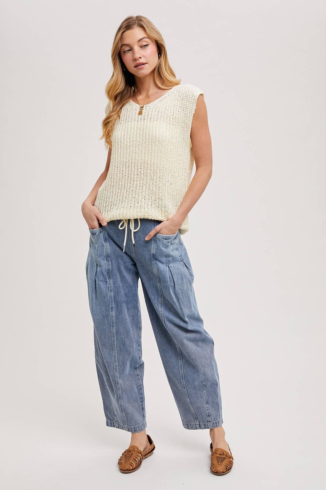 Drawstring Barrel Jeans