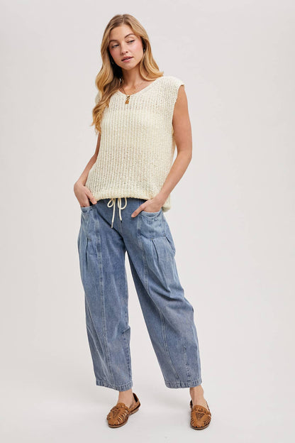 Drawstring Barrel Jeans