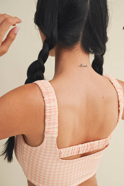 Gingham Ruched Bra Top