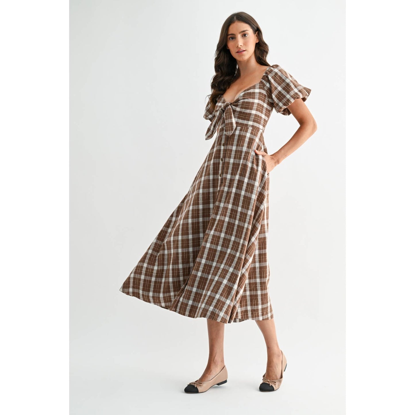 PLAID MIDI DRESS