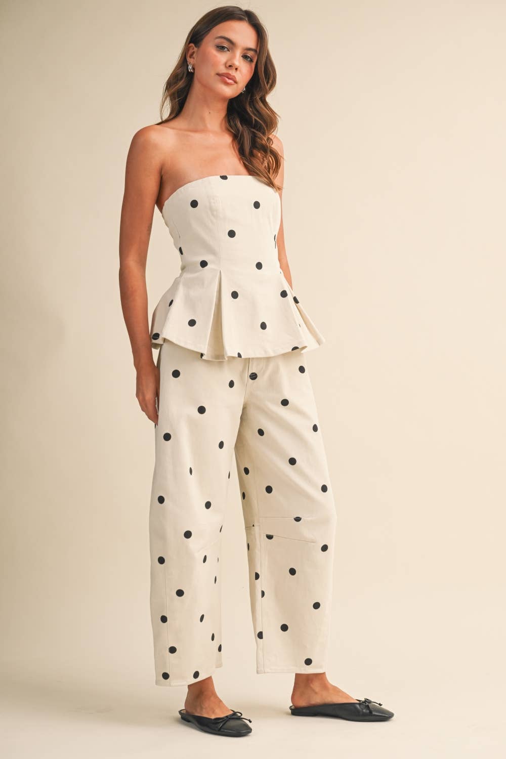 POLKADOT BARREL PANTS SET*