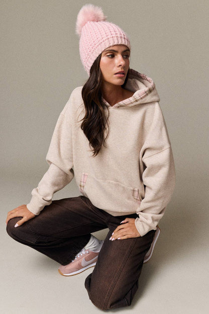 Betty Plaid Trim Pullover Hoodie
