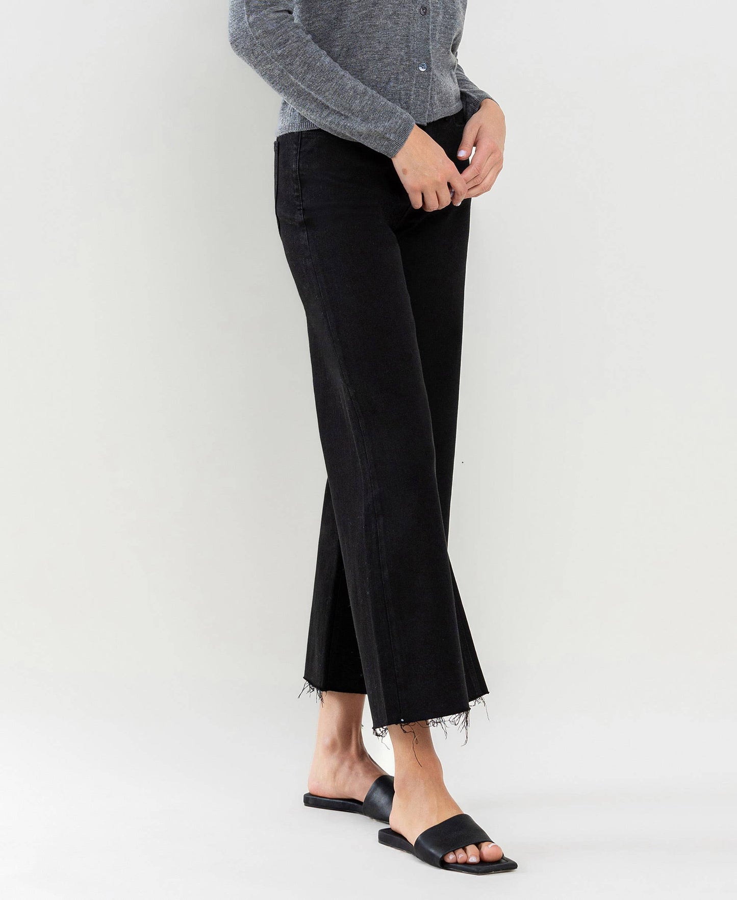 Josie Crop Black Wide Leg Jean