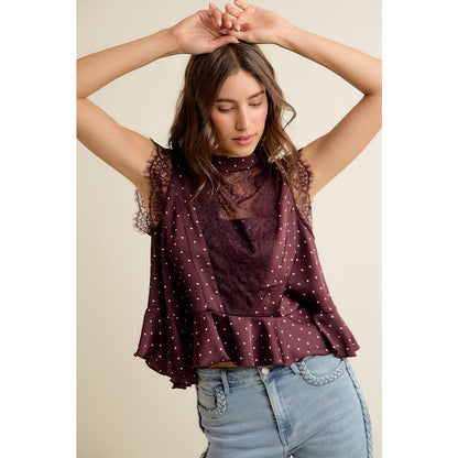 Paula Polka Dot Stain Lace Top