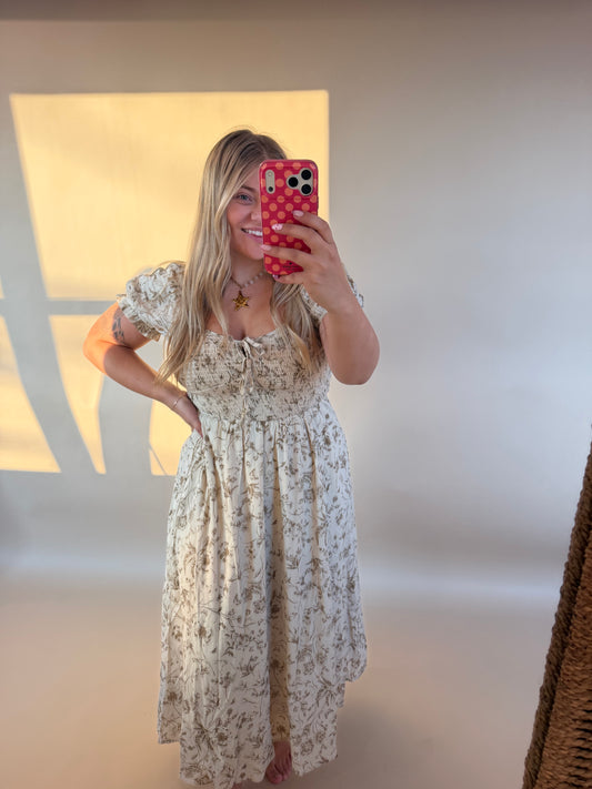 Ella Floral Toile Smock Dress