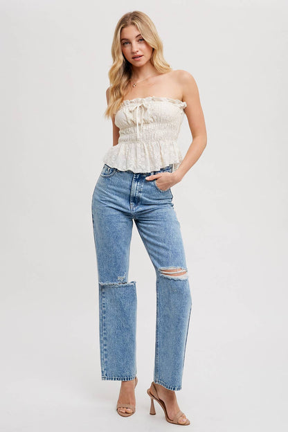 Lilly Lace Smoke Tube Top*