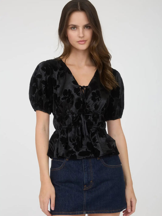 Britt Velvet Tie Front Blouse