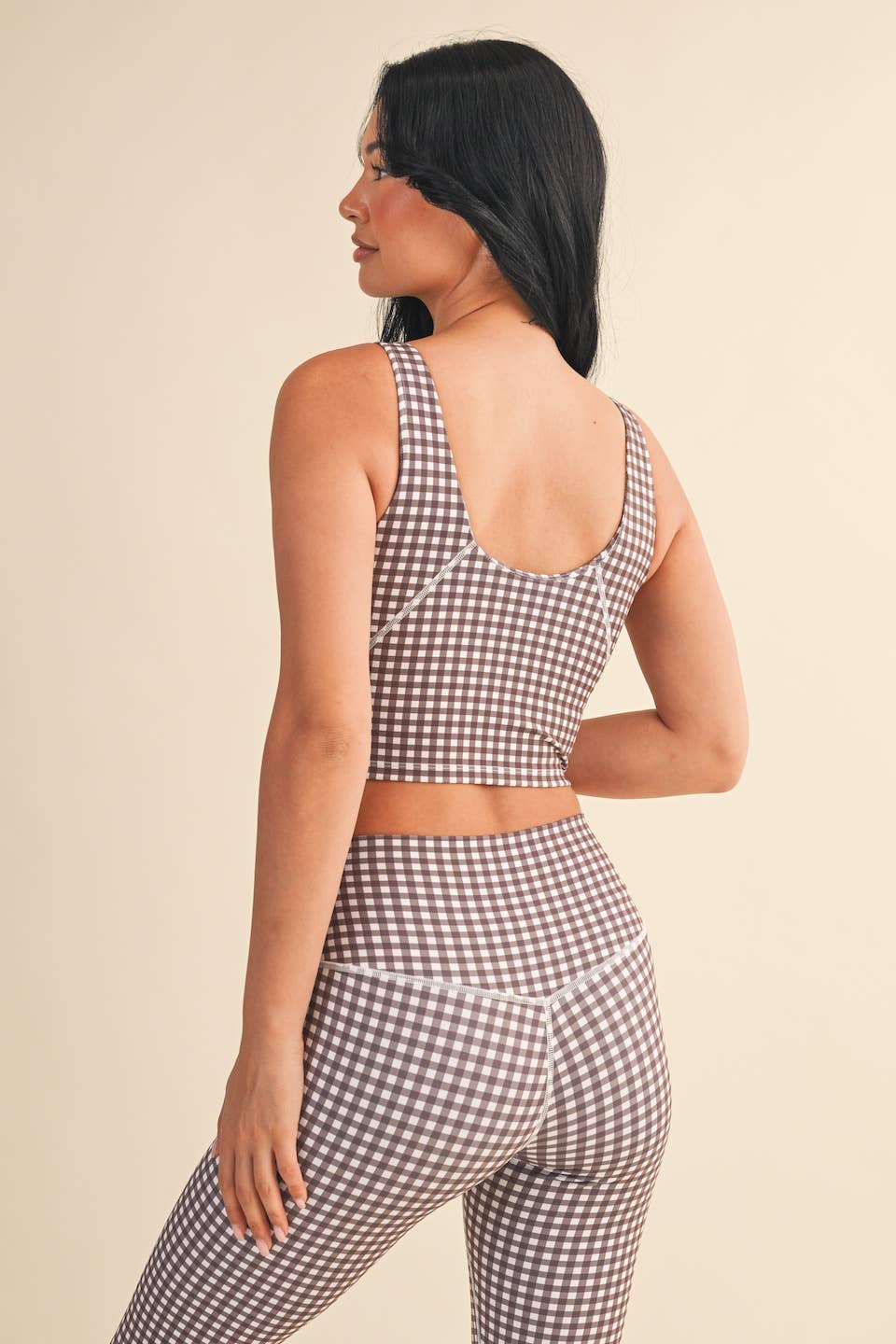 Gingham Performance Cropped Tank Top