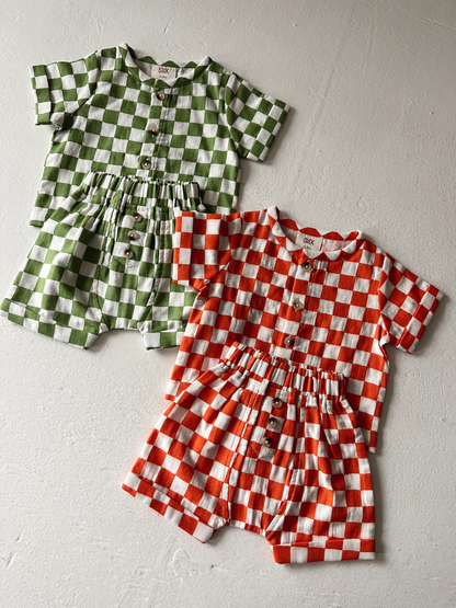 Lime Checkerboard / Organic Finley Set (Baby - Kids)