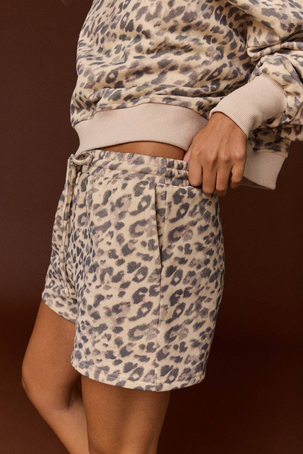 Georgia Leopard Print Off Shoulder Short Set